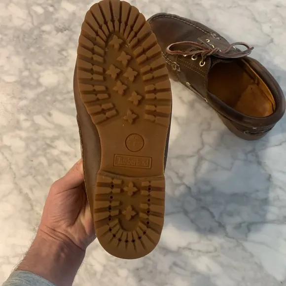 Timberland brown 3eye lug sole boat shoe 8m