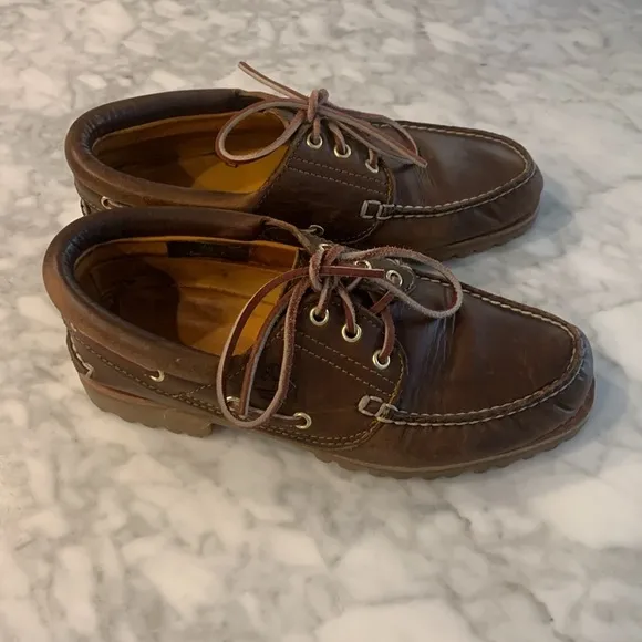 Timberland brown 3eye lug sole boat shoe 8m