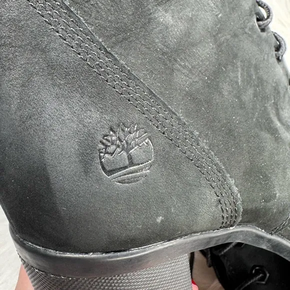Timberland CAMDALE black suede leather lace up heeled ankle boots 7.5 like new