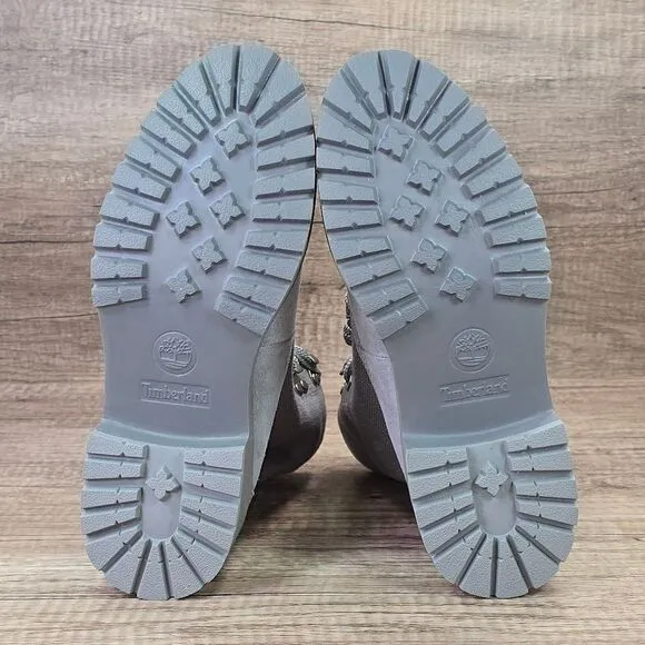 Timberland Carnaby Cool Women's Sz 7 Grey Suede Canvas Roll Top Boots (A2592)NEW