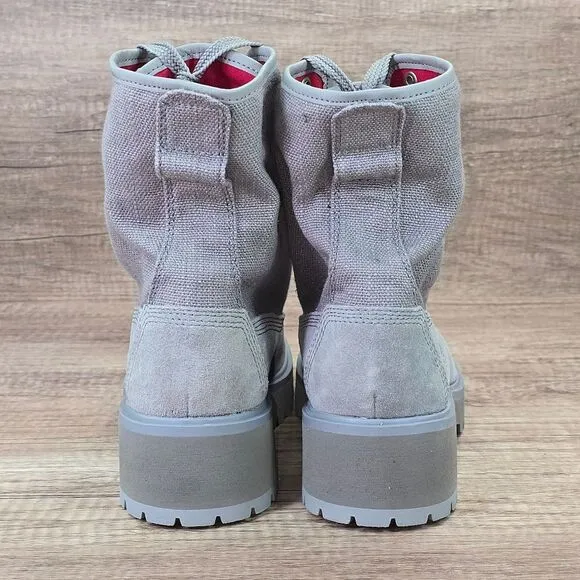 Timberland Carnaby Cool Women's Sz 7 Grey Suede Canvas Roll Top Boots (A2592)NEW