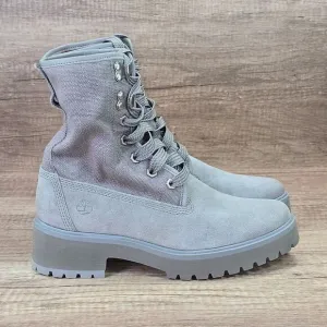 Timberland Carnaby Cool Women's Sz 7 Grey Suede Canvas Roll Top Boots (A2592)NEW
