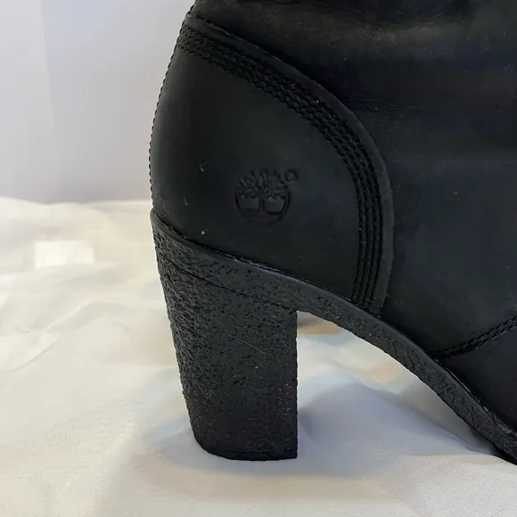 Timberland Earthkeepers Glancy Lace Up Heeled Boots Booties Leather Sz 9.5 Black