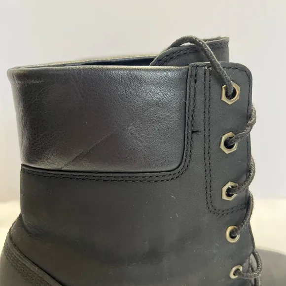 Timberland Earthkeepers Glancy Lace Up Heeled Boots Booties Leather Sz 9.5 Black