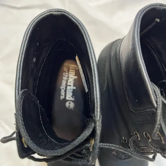 Timberland Earthkeepers Glancy Lace Up Heeled Boots Booties Leather Sz 9.5 Black