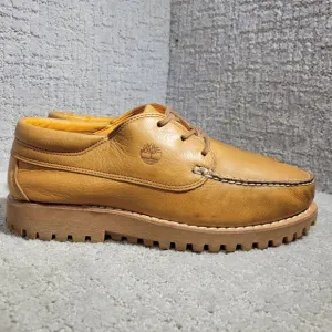 Timberland Jacksons Landing Men's Size 10.5M Tan Leather 3 Eye Boat Shoes A29YM