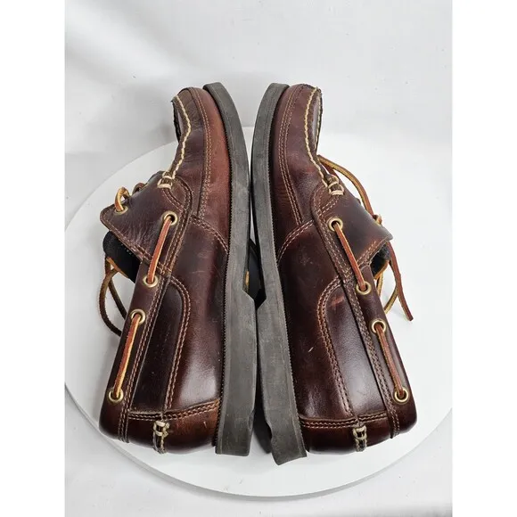 Timberland Kia Wah Bay Dark Red Leather 2 Eye Classic Men's Boat Shoes Size 8M