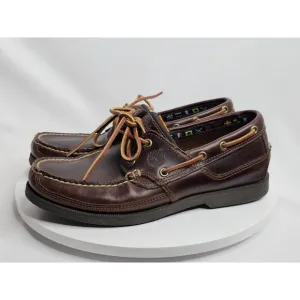 Timberland Kia Wah Bay Dark Red Leather 2 Eye Classic Men's Boat Shoes Size 8M