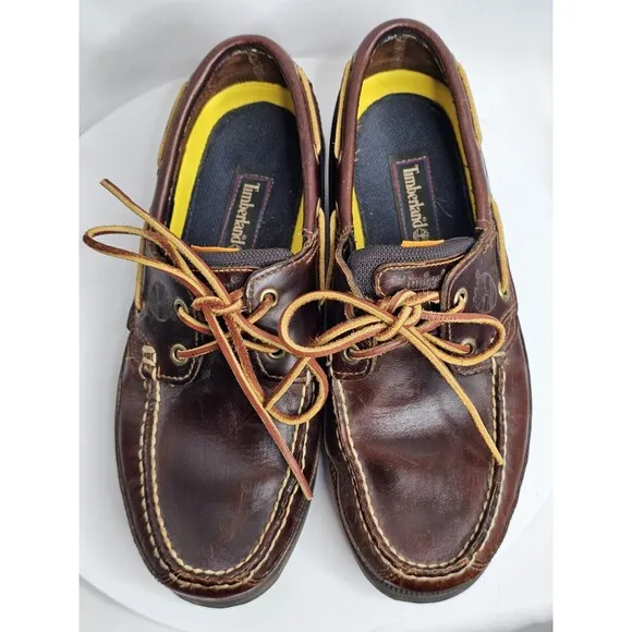 Timberland Kia Wah Bay Dark Red Leather 2 Eye Classic Men's Boat Shoes Size 8M