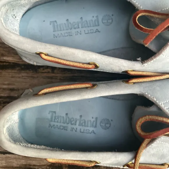 Timberland Men's Classic 2-Eye Light Blue Leather &amp; Suede Boat Shoe Size 7.5 M