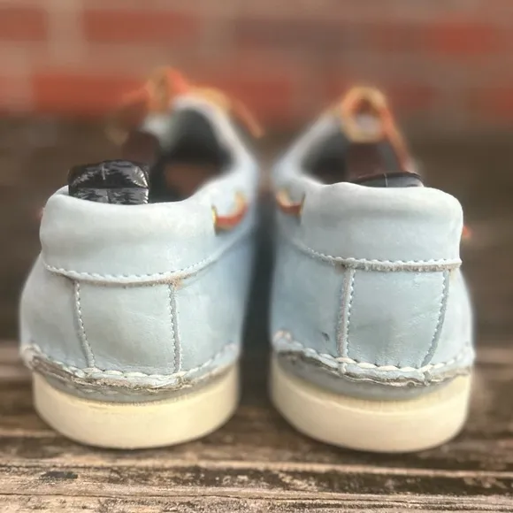Timberland Men's Classic 2-Eye Light Blue Leather &amp; Suede Boat Shoe Size 7.5 M