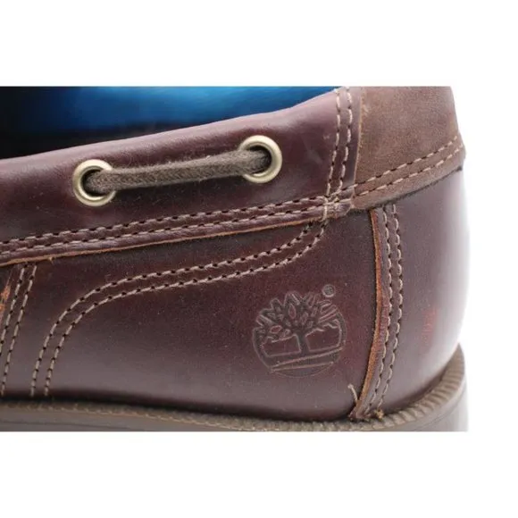 Timberland Piper Cove Boat Shoes Brown Leather Men's Size 8 Wide Lace Up