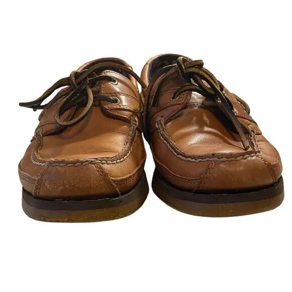 Timberland Shoes Mens 8.5M Chestnut Brown Leather‎ Mock Toe 2 Eye Boat Shoes