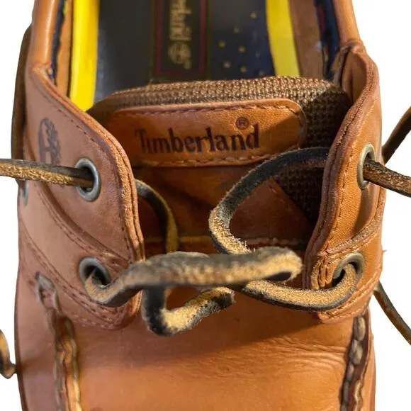 Timberland Shoes‎ Mens 8.5M Chestnut Brown Leather Mock Toe 2 Eye Boat Shoes