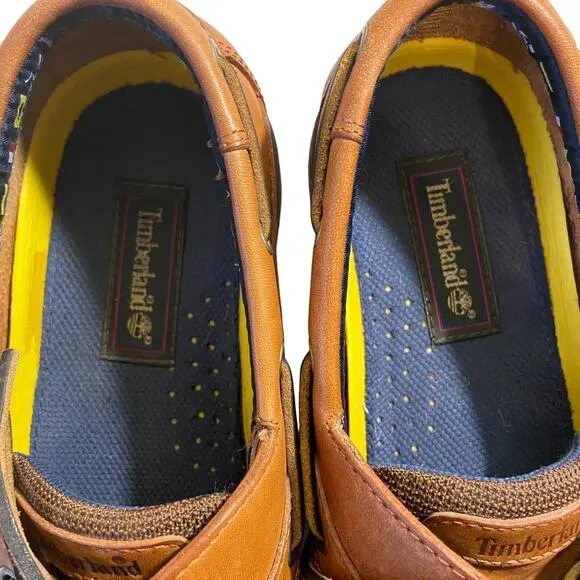 Timberland Shoes Mens 8.5M Chestnut Brown Leather‎ Mock Toe 2 Eye Boat Shoes