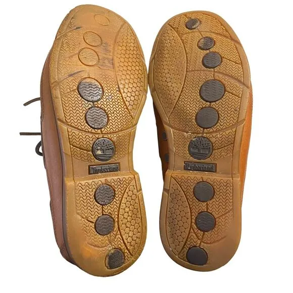 Timberland Shoes Mens 8.5M Chestnut Brown Leather‎ Mock Toe 2 Eye Boat Shoes