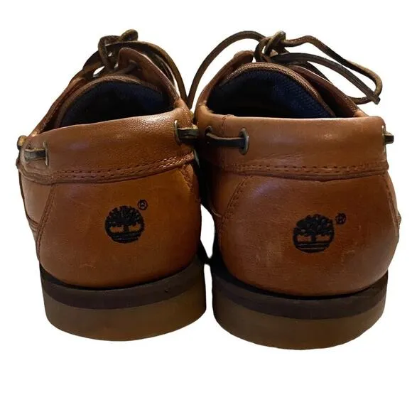 Timberland Shoes Mens 8.5M Chestnut Brown Leather‎ Mock Toe 2 Eye Boat Shoes