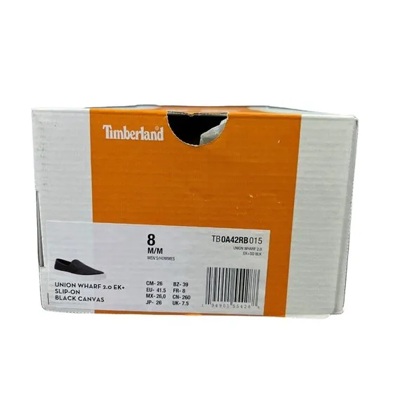 Timberland Union Wharf 2.0 EK  Black Canvas Slip On Shoes Men's Size 8 M