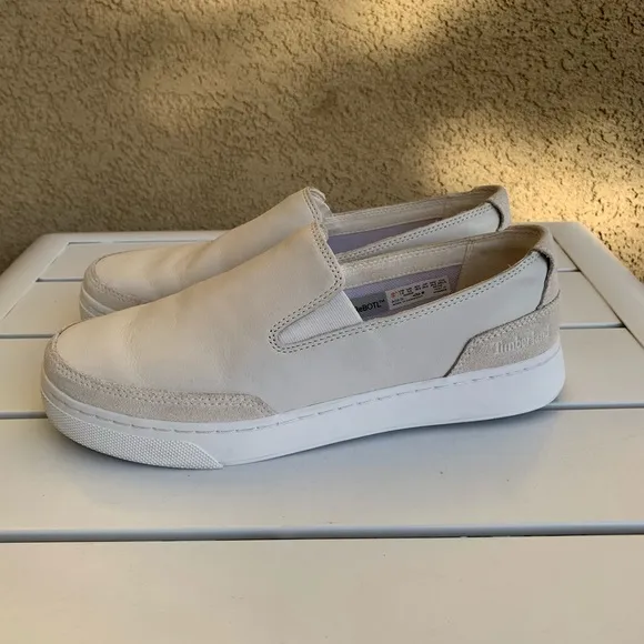 Timberland white leather flats platform size 7.5