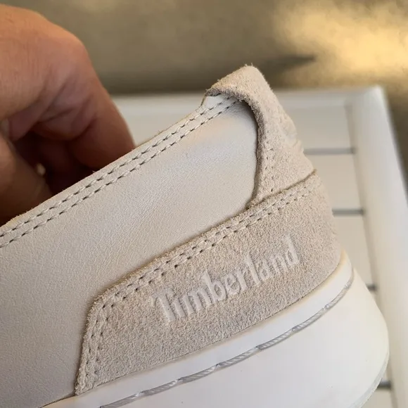 Timberland white leather flats platform size 7.5