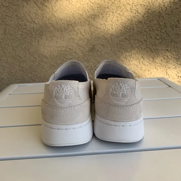 Timberland white leather flats platform size 7.5