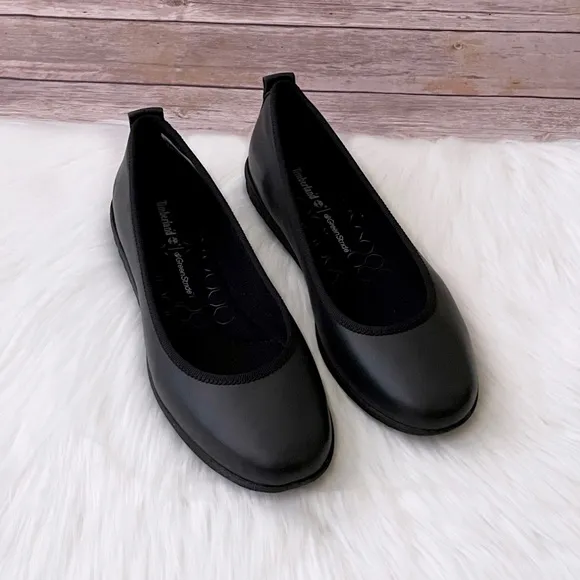 Timberland Women’s Bradstreet Ultra Bal Black Leather Ballerina Flats