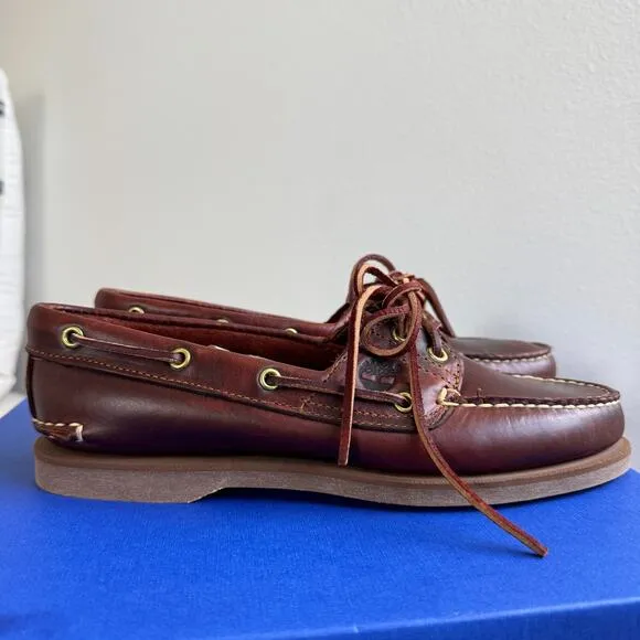 Timberland Women's Classic 2 Eye Boat Shoes Leather Loafers Size 8