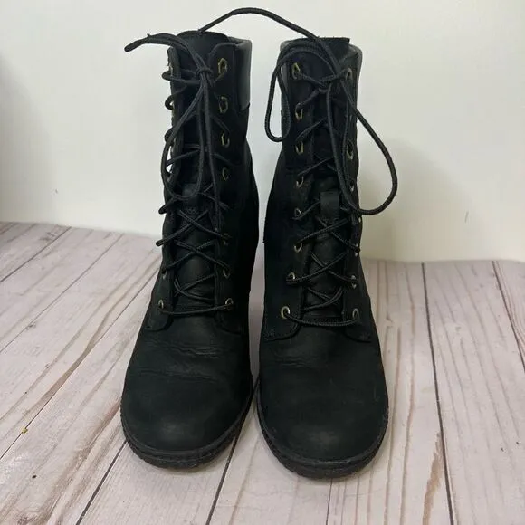 Timberland Glancy Earthkeepers Black Leather Heeled Boots