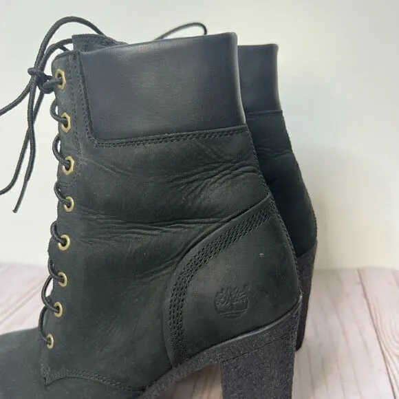 Timberland Glancy Earthkeepers Black Leather Heeled Boots