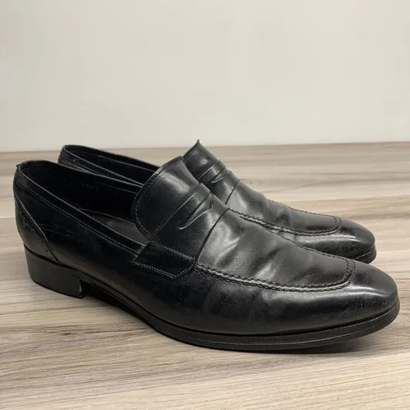 To Boot New York Size 9.5 Palo Alto Black Leather Penny Loafer Driving Shoes