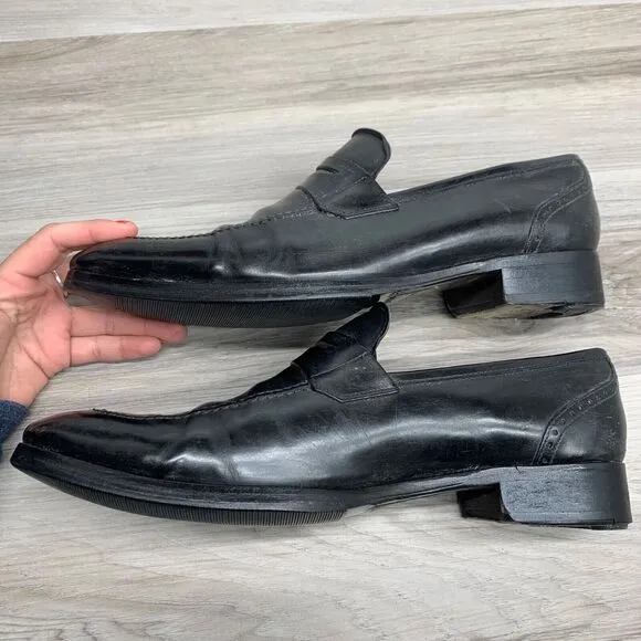 To Boot New York Size 9.5 Palo Alto Black Leather Penny Loafer Driving Shoes