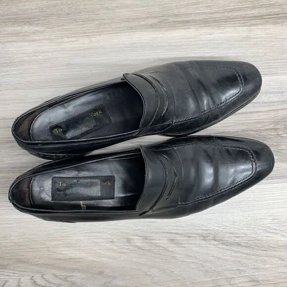 To Boot New York Size 9.5 Palo Alto Black Leather Penny Loafer Driving Shoes