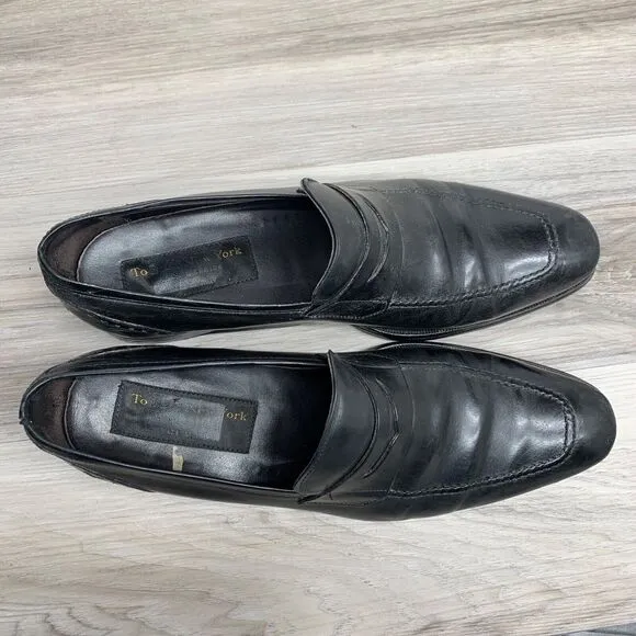 To Boot New York Size 9.5 Palo Alto Black Leather Penny Loafer Driving Shoes