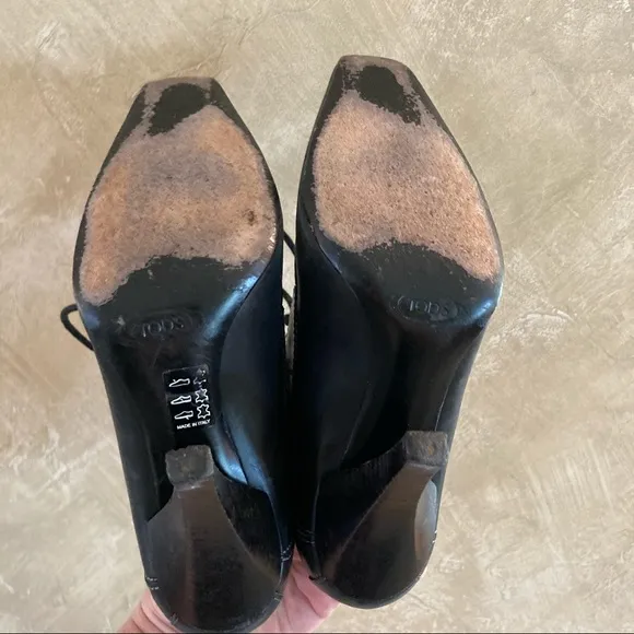 Tod’s Black Leather Ankle Boots Witchy Core Size 4.5
