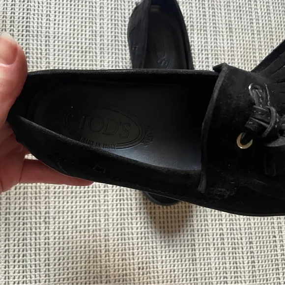 Tod’s Black Suede Driving Moccasins