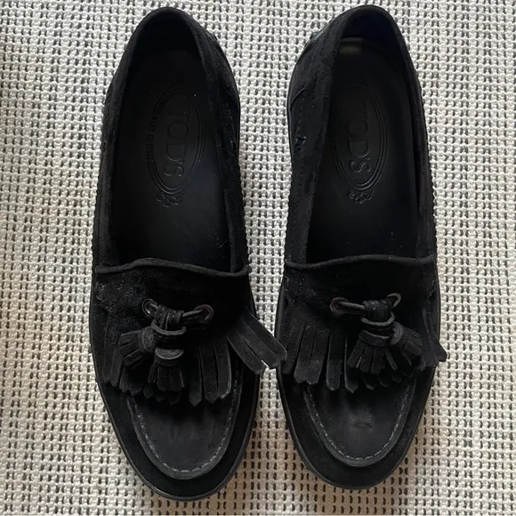 Tod’s Black Suede Driving Moccasins