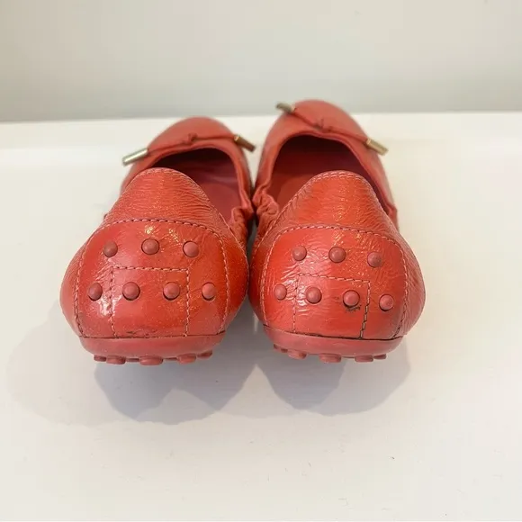 Tod’s Dee Driving Ballet Flats 8 Red Orange
