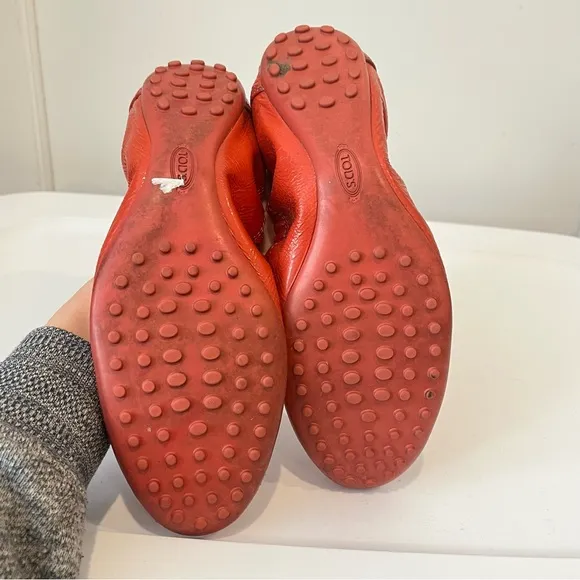 Tod’s Dee Driving Ballet Flats 8 Red Orange