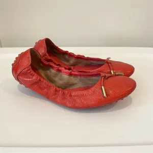 Tod’s Dee Driving Ballet Flats 8 Red Orange