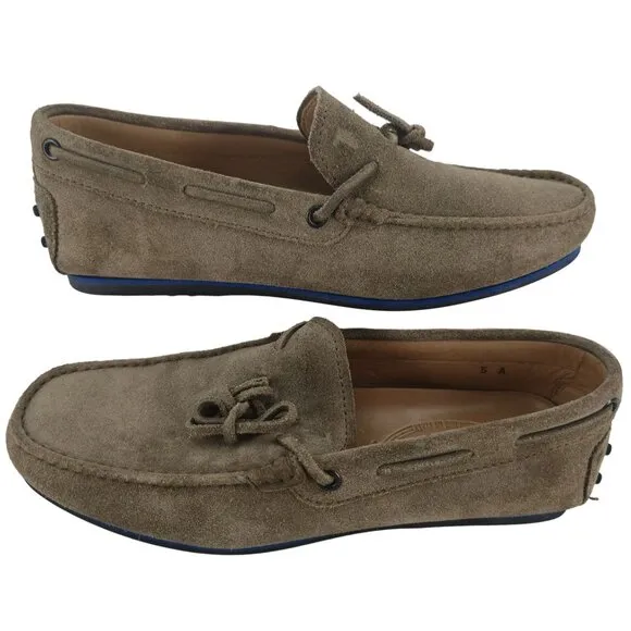 Tod's Gommino Gray Suede Driving Loafers Men size 5A Moccasins Italy Dress Shoes