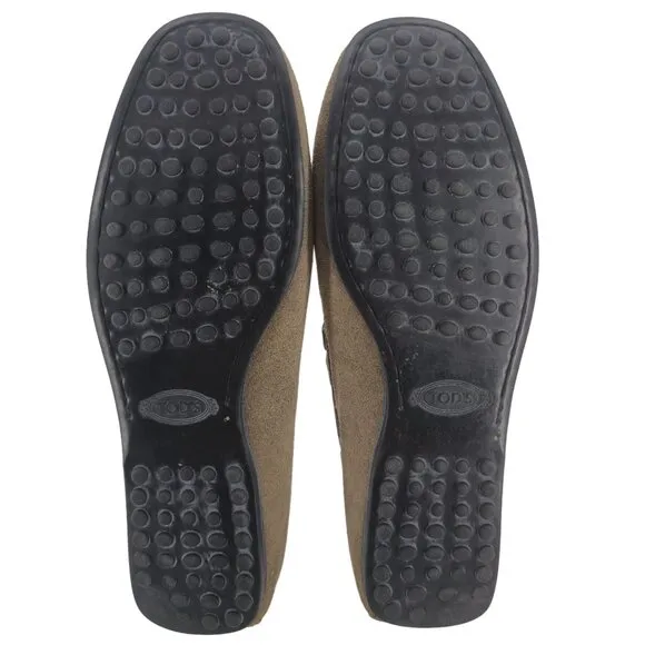 Tod's Gommino Gray Suede Driving Loafers Men size 5A Moccasins Italy Dress Shoes