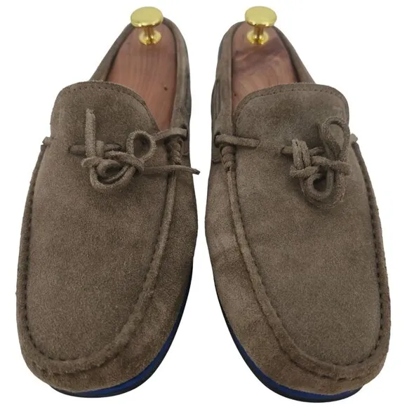 Tod's Gommino Gray Suede Driving Loafers Men size 5A Moccasins Italy Dress Shoes
