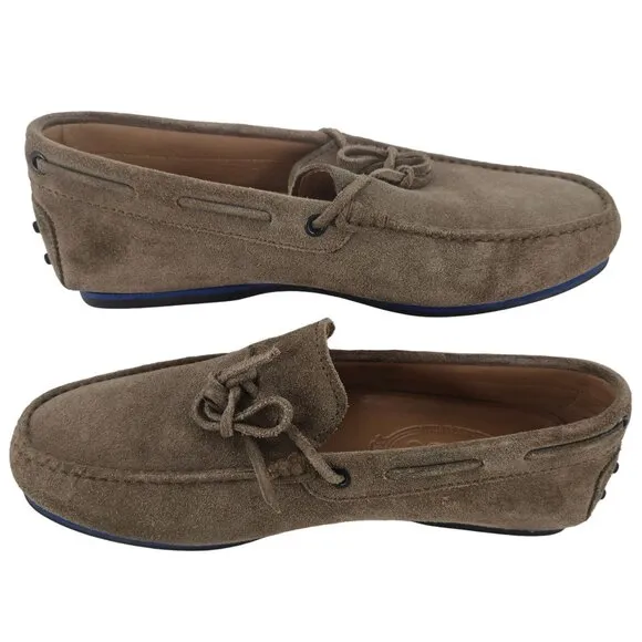 Tod's Gommino Gray Suede Driving Loafers Men size 5A Moccasins Italy Dress Shoes