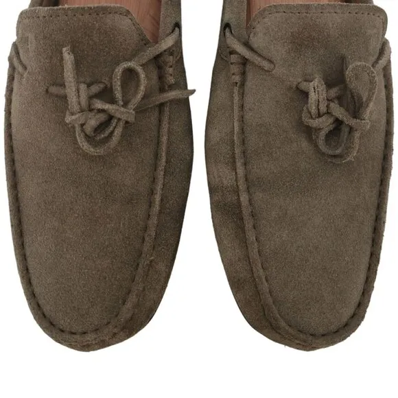 Tod's Gommino Gray Suede Driving Loafers Men size 5A Moccasins Italy Dress Shoes