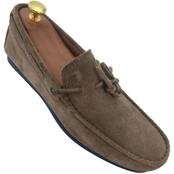 Tod's Gommino Gray Suede Driving Loafers Men size 5A Moccasins Italy Dress Shoes
