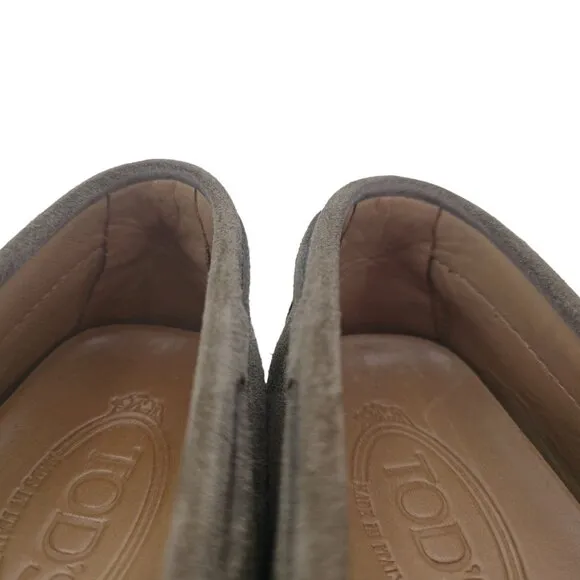 Tod's Gommino Gray Suede Driving Loafers Men size 5A Moccasins Italy Dress Shoes
