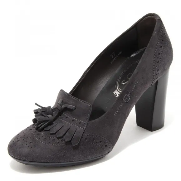 Tod´s gray suede brogue tassel heel moccasins