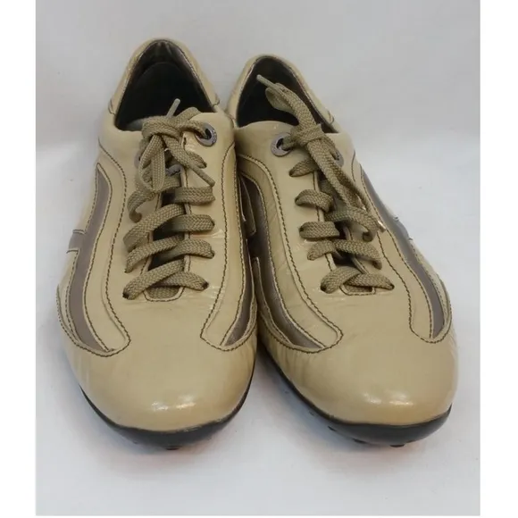 Tod's Lace Up Patent Leather Sneakers Flats