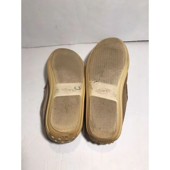 Tod's Men’s Loafer Shoes Size 8 Moccasins Naturale Suede Slippers Workwear Tan