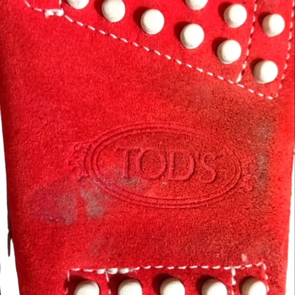 Tod’s Red Suede Loafer Driving Moccasins Rare Limited Edition